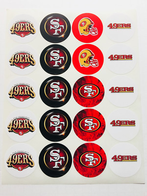 SET of 100- 2'' SAN FRANCISCO 49ERS ADHESIVE STICKERS