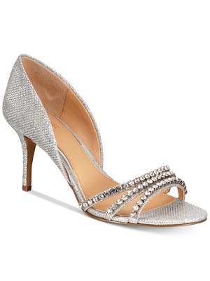

JEWEL BADGLEY MISCHKA Женские серебряные сандалии Slip On Dorsay Jean Stiletto 5,5 м, Серебряный, JW2626