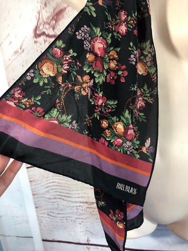 Vintage Bill Blass Floral Oblong Scarf 58x11”