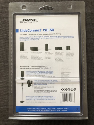 New Bose SlideConnect WB-50 Wall Bracket - WB50 - Custom Designed- Black Sealed