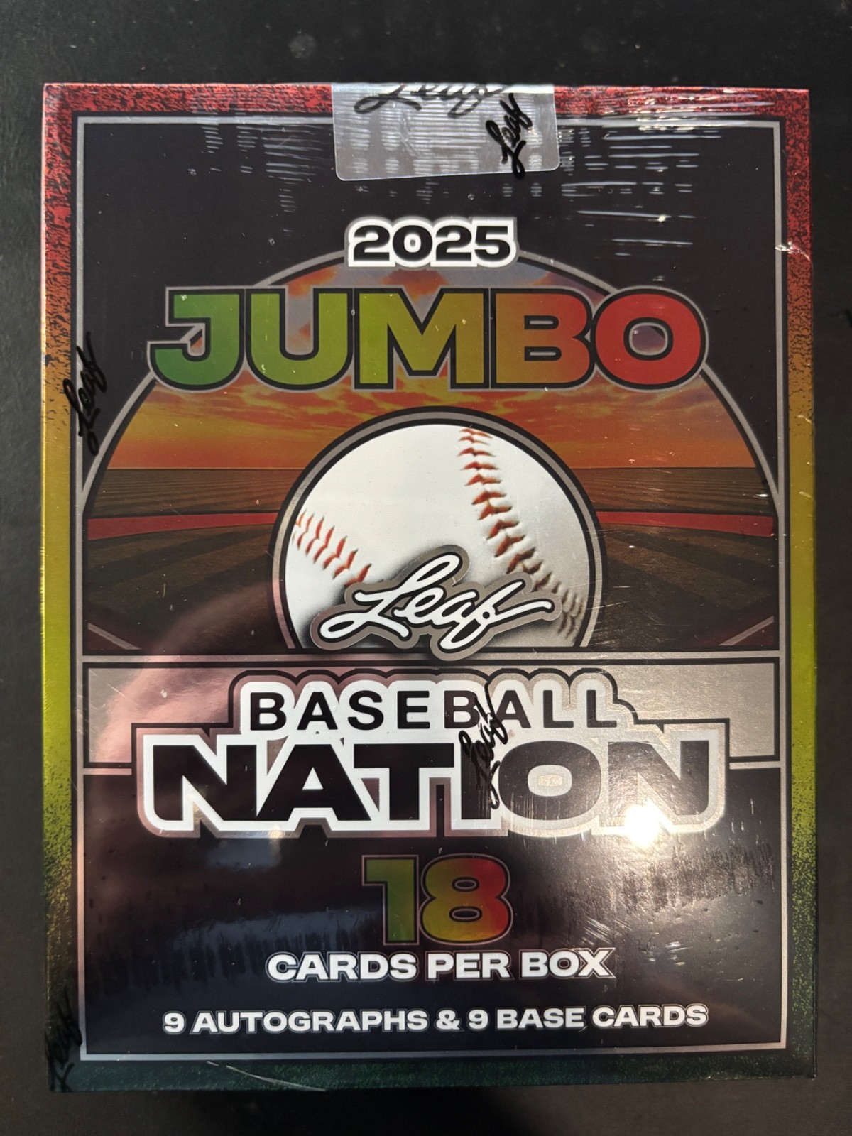 2025 Leaf Baseball Nation Factory Sealed Sealed Jumbo Hobby Box 9 Auto's 9 Base