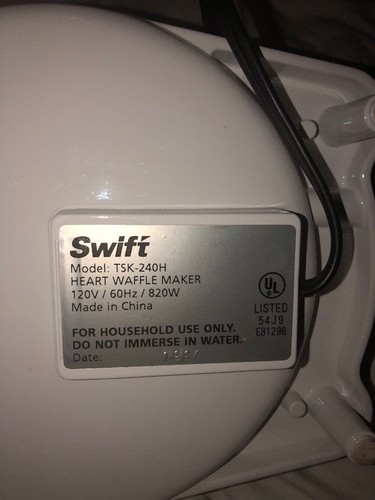 Heart Round Waffler Waffle Maker Swift Tsk-240 Iron 5 Hearts Valentine