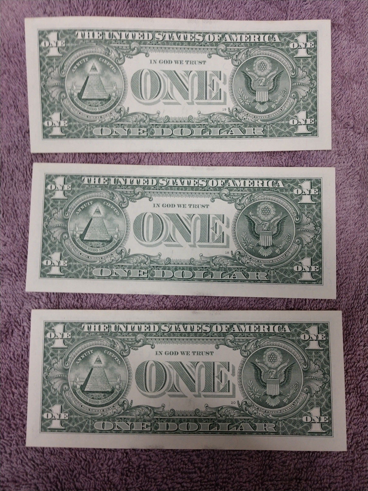 1.00 Dollar Bill 3 Consecutive 2013  Modern currency  New Uncirculated