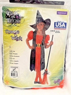 Kids Girls - Rubies Orange Witch Halloween Costume Size Large 10-12