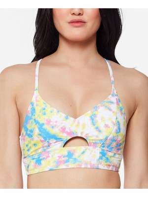 

JESSICA SIMPSON Женский желтый укороченный купальник на бретельках с вырезом и завязками, топ