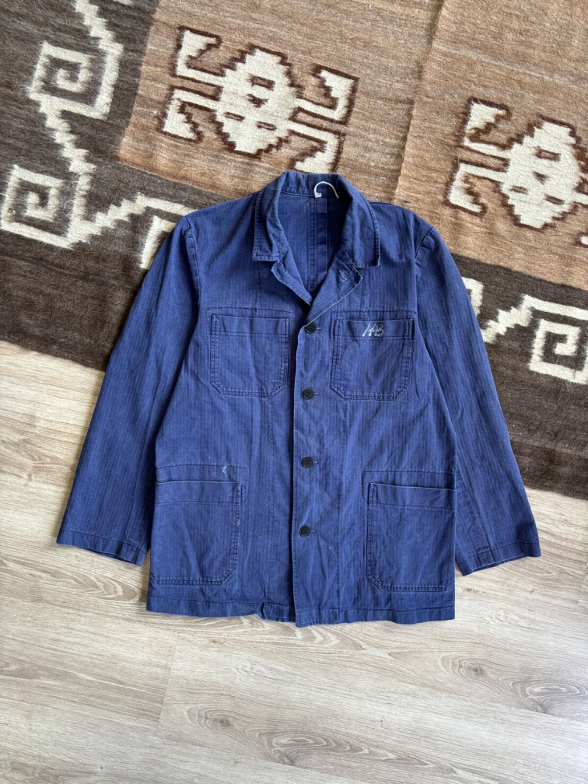 Vintage 60s French German Workwear HBT Blue Chore Utility Vintage 60s French German Workwear HBT Blue Chore Utility