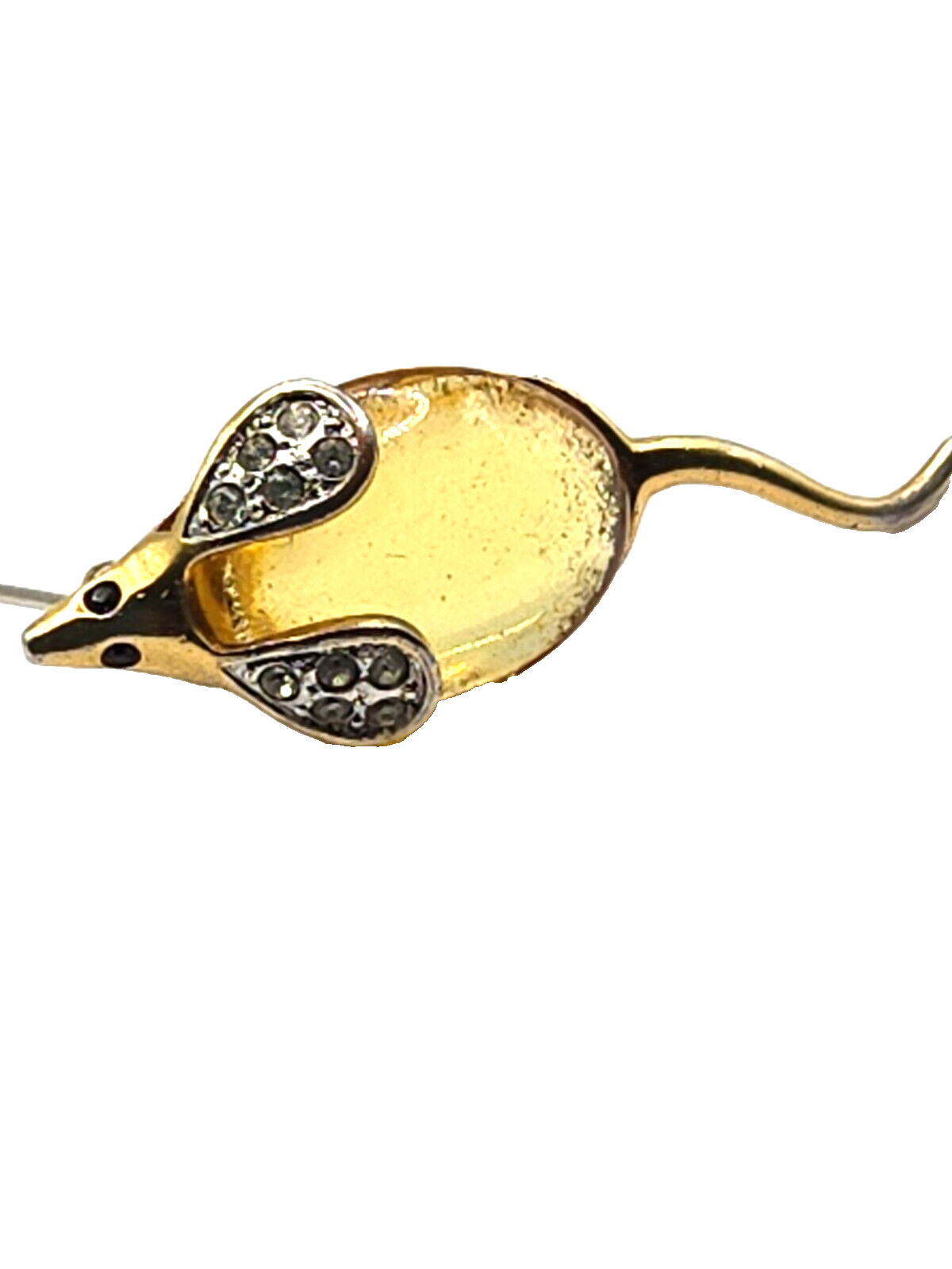Rare BULTER Signed vintage Jelly Belly Rhinestone Mouse Pin Brooch 2 inch