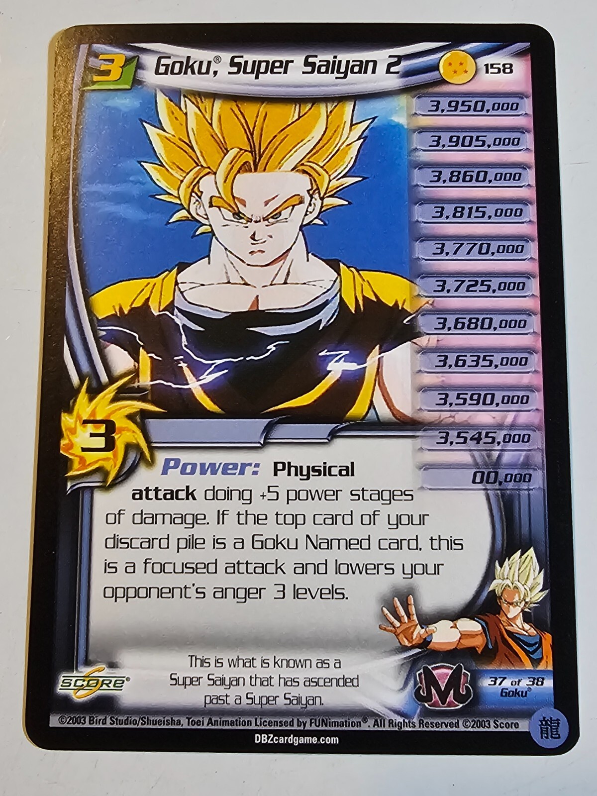ドラゴンボールカード syu Goku, Super Saiyan 2 2003 Score Limited Dragon Ball Z DBZ