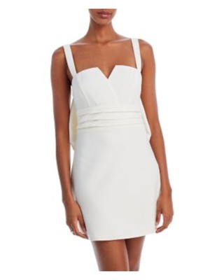 Женское вечернее мини-платье AQUA с бантом цвета слоновой кости на подкладке без рукавов на талии в стиле ампир L