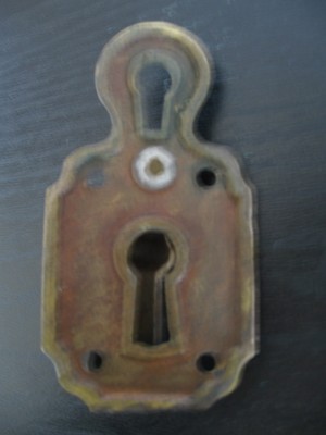 VTG BRASS CAST IRON SWING COVER KEY DOOR HARDWARE