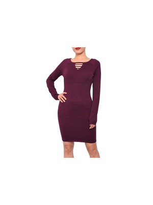 Женское бордовое облегающее платье PLANET GOLD с длинным рукавом Body Con Dress S