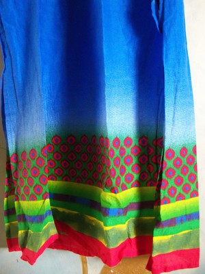 Women Indian Bollywood Kurti;Tunic;Tribal;EMBROIDERY;COTTON;Multi color;M