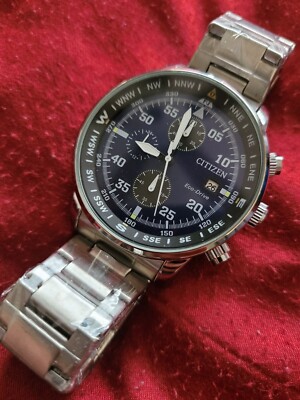 BRAND NEW Citizen Eco-Drive CA0695-17E Chronograph Men's Aviator Watch