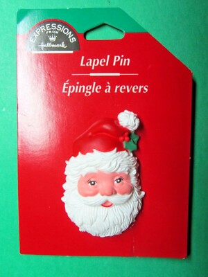 VINTAGE EXPRESSIONS FROM HALLMARK SANTA FACE LAPEL PIN NOC JXL10E (C6)