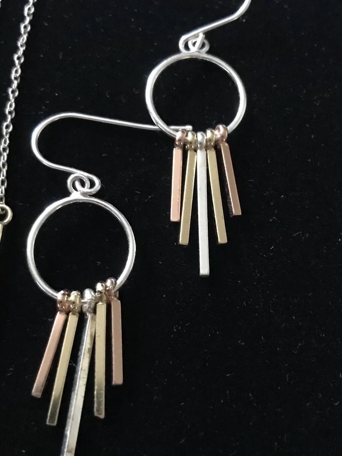 STERLING SILVER TRI COLOR JCM JEWELRY LOT NECKLACE AND EARRINGS 18