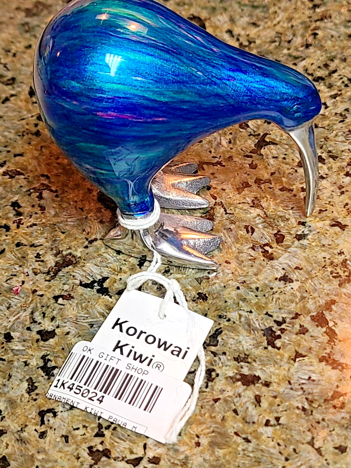 置物 waiwai New Cast Aluminum Enameled Silver KOROWAI KIWI Bird Sculpture