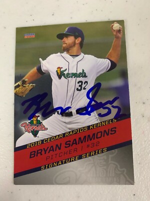 Bryan Sammons 2018 Signed Cedar Rapids Kernels Team Card