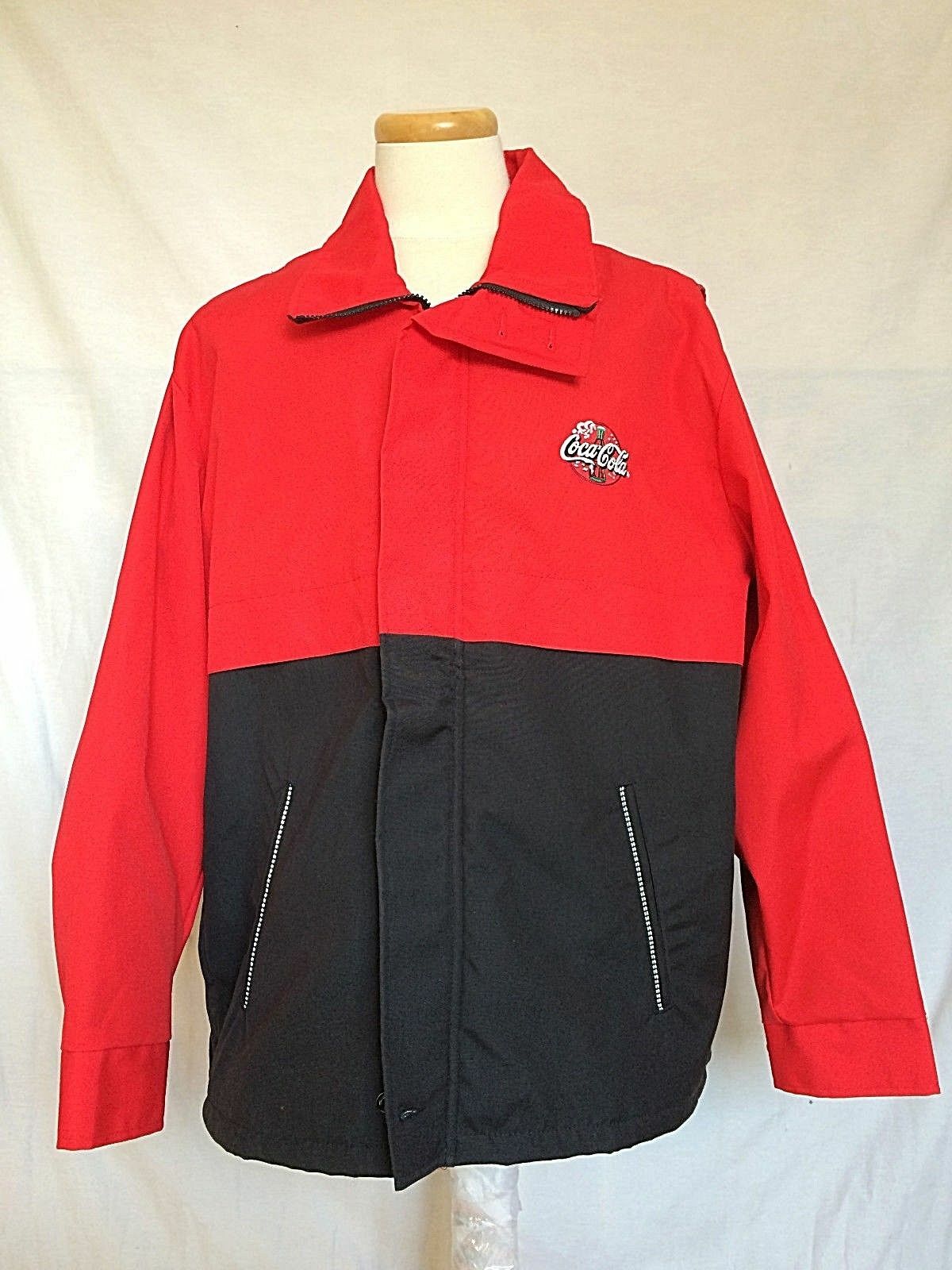 Riverside Coca-Cola Employee Jacket Sz L 42-44 Long Red Black Full