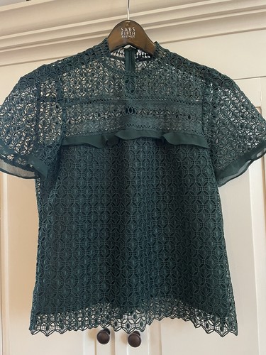 ZARA - epine cottonlace×ginghamcheckfrillblouse Zara Women's Guipure Lace Frill Top Size Small NWOT | eBay