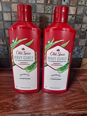 Old Spice Wavy Curly Aloe Avocado Oil Shampoo [2 bottles] 13.5 Fl Oz Anti Frizz