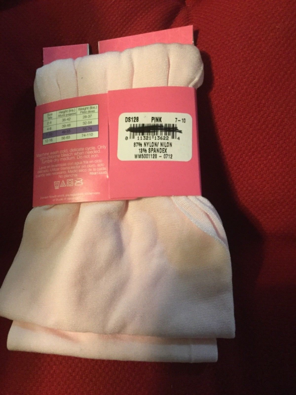 Danskin now  girls tights pink   sise 7  - 10 1 pair