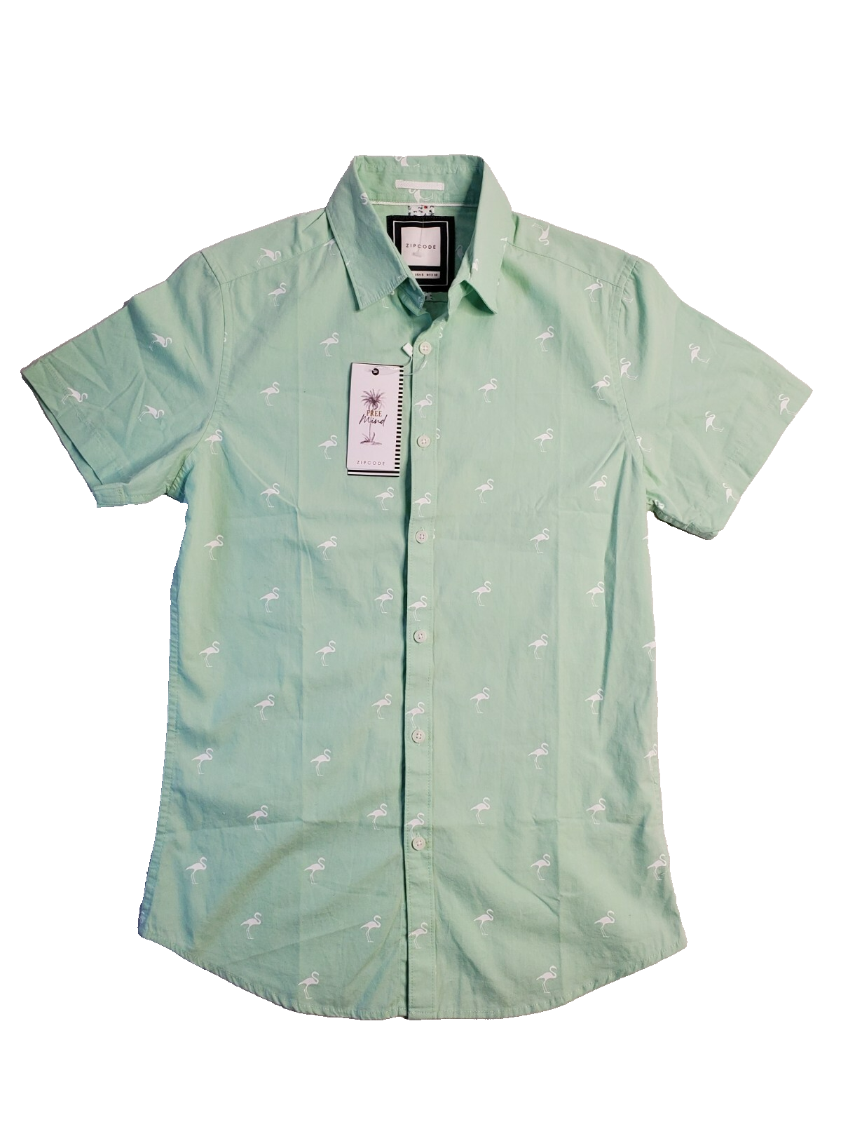 ZipCode Shirt Short Sleeve Men's Casual Button Up Size Small