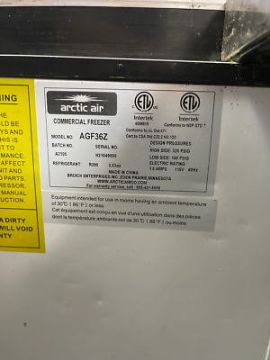 Arctic Air AGF36 Single Door 36" Bar Commercial Glass Froster Chiller 120V