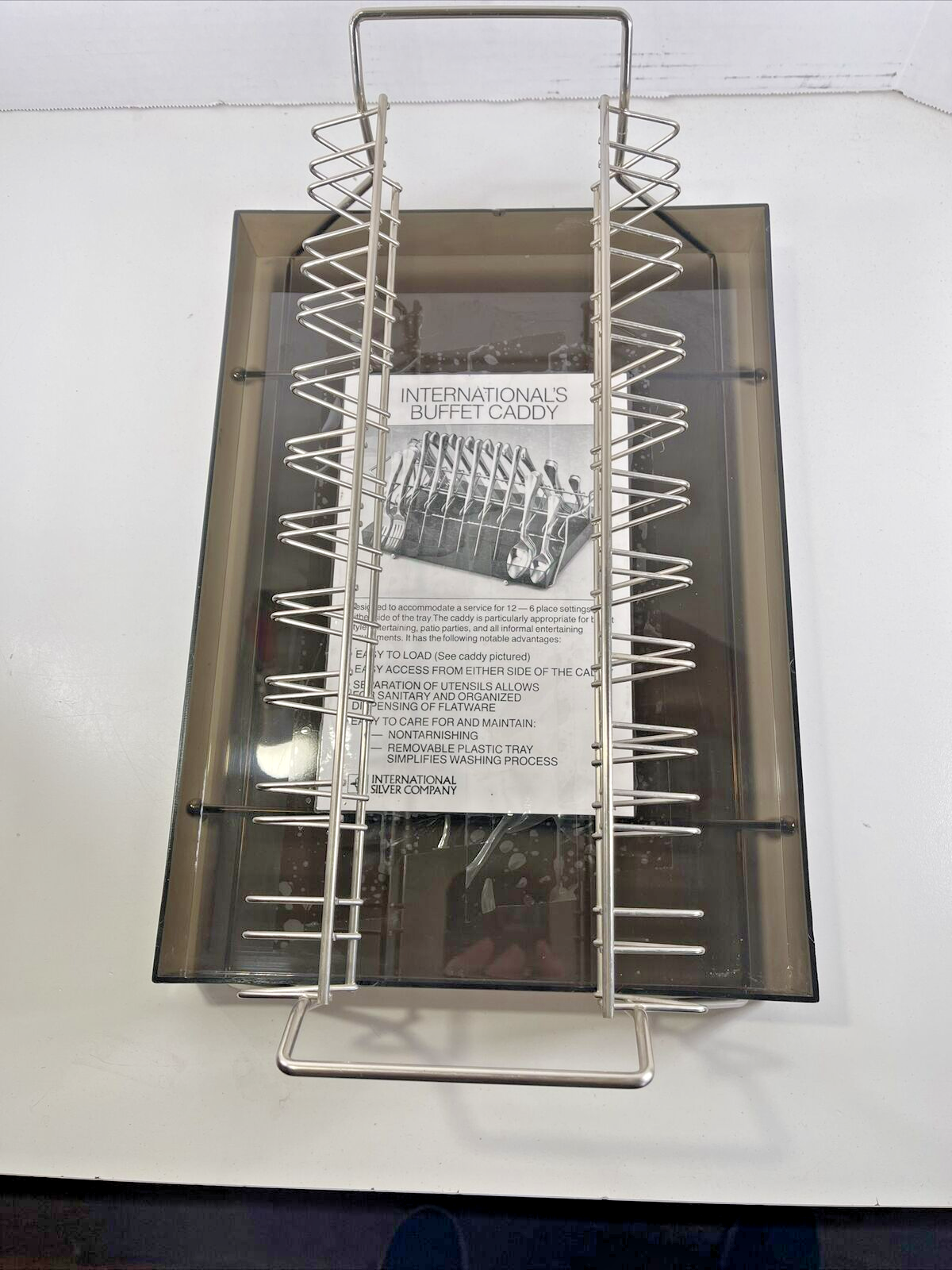 Vintage International Silver Co. Silverware Buffet Caddy Holds Service for 12