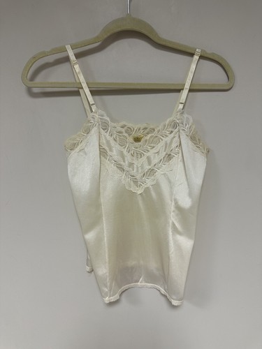 Fortune Vintage Cami Camisole Lace Trim Nylon Top Lingerie