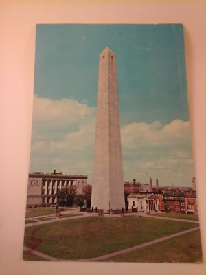 RARE Vtg 1960'S GIANT Postcard BUNKER HILL MONUMENT Boston Mass.