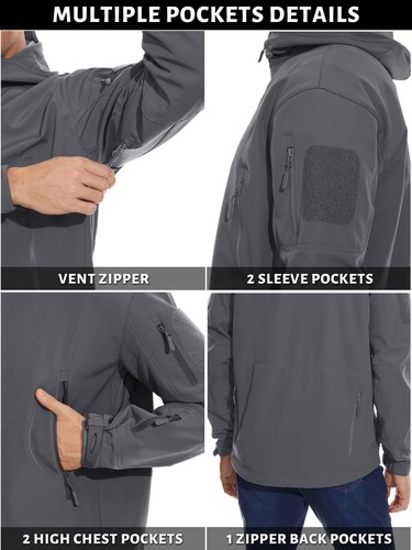 TACVASEN Waterproof Tactical Soft Shell Men Jacket Coat Army Windbreaker Outdoor
