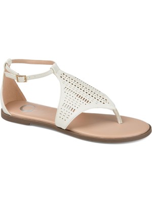 

JOURNEE COLLECTION Женские белые туфли на плоской подошве с открытым носком и пряжкой Niobi 8,5, Белый, NIOBI-SANDAL