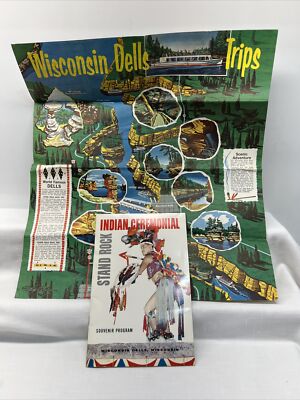 SIGNED Vintage Stand Rock Indian Ceremonial Program at Wisconsin Dells & Poster