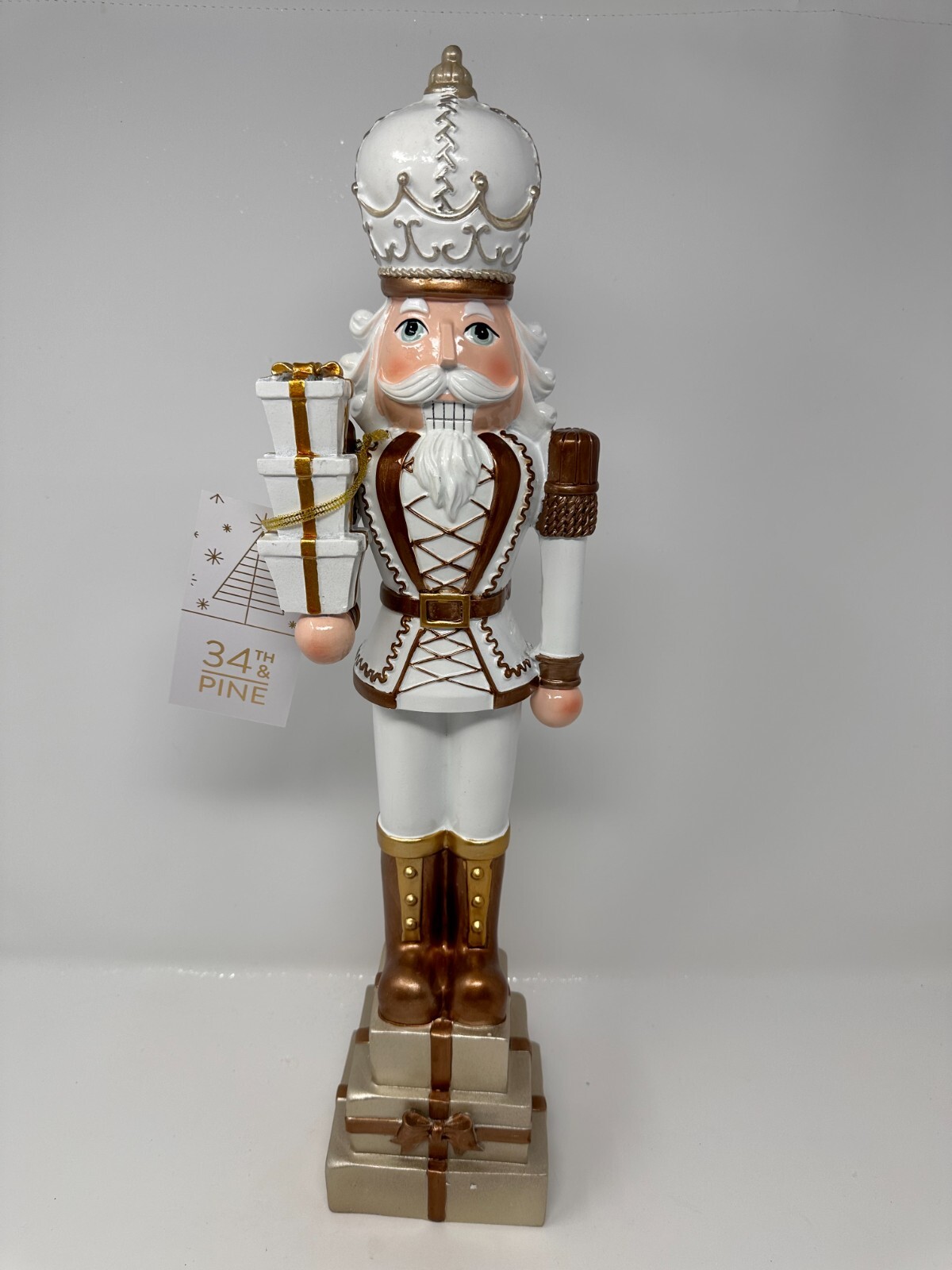 Gold & White Christmas Nutcracker w/ Gifts, 34th & Pine