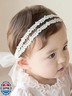 ICKEYOU Baby Girl Lace Headbands with BowKnot Flowers Christening Baptism Headband Elastic Floral Hairbands Soft Lace Hair Accessory Newborn Infant Toddler for Birthday Party (White, One Size)