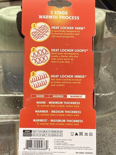 HEAT LOCKERS SOCKS SHOE SZ. MENS 7-12 WOMENS 8-13 “WARMEST MAX THICKNESS” NIP