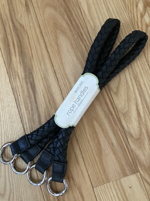 MICHE Black Braided Handles 24'' ~  4 silver 1'' carabiners Clips NEW Replacement