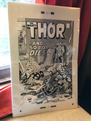  John Buscema Thor #190 Rare Large Production Art Cover Mono transparency sheet!