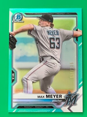 2021 Bowman Chrome MAX MEYER Aqua Refractor /125 BCP-201  --  Miami Marlins