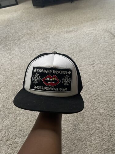 Chrome Hearts Matty Boy Chomper Lips Black White Trucker Hat Chrome Hearts Matty Boy Chomper Lips Black White Trucker Hat