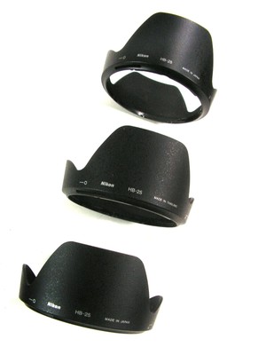Three Nice Metal HB-25 NIKON LENS HOODS, Bayonet Mount, Fits Nikon 24-85mm f/2.8