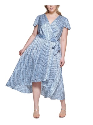 

DKNY Женское Белое Асимметричное Платье с Частичной Подкладкой и Рукавом-крылышком Плюс, Белый