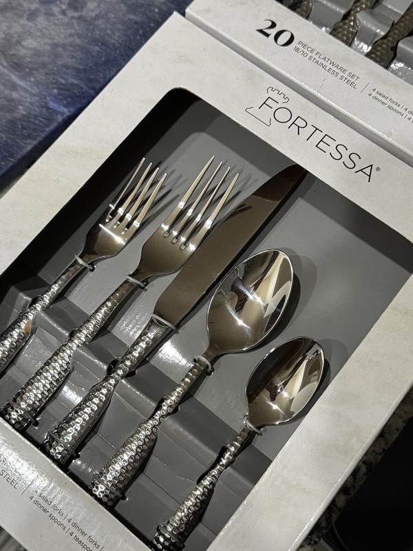 Fortessa Lucca Flatware Set 20-Piece Faceted Stainless