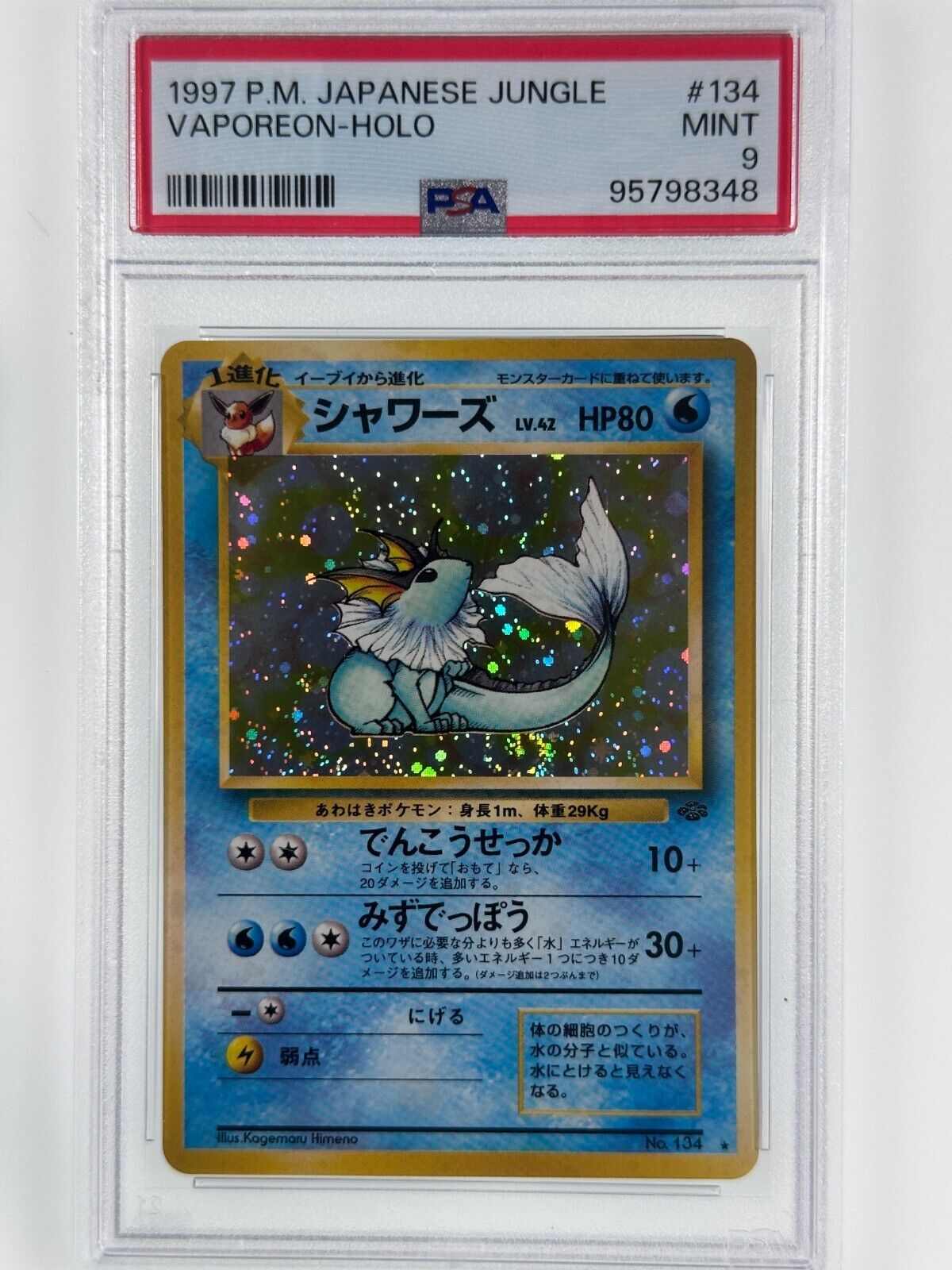 1997 Pokémon Japanese Jungle Vaporeon #134 Holo PSA 9 | eBay 1997 Pokémon Japanese Jungle Vaporeon #134 Holo PSA 9 | eBay