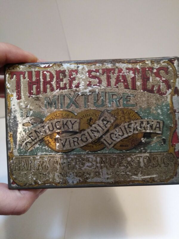 Vintage / Antique Tobacco Tin Three Stated Mixture 4 1/2" X 3 1/4" MRB9A 