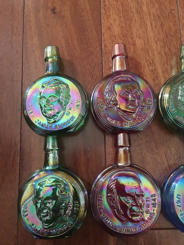 ANTIQUE WHEATON LIMITED EDITION US PRESIDENT MINI GLASS DECANTER BOTTLES SET 8