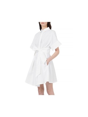 

EMPORIO ARMANI Женское белое короткое платье-рубашка из поплина с завязками на талии, Белый