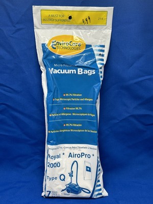 EnviroCare 214 MicroFiltration Vac Bags 7 + 1 Filter Royal AiroPro 2000 Type Q