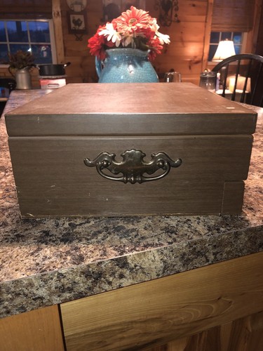 Vtg Empty Wood Silverware Storage Box Case Chest *Bright Red*Inside With  Drawer