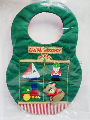 Vintage Handcrafted Xmas Fabric Bib Made In The Philippines